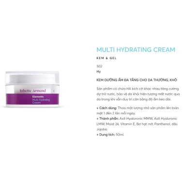 Kem dưỡng Juliette Armand Multi Hydrating Cream 50ml cấp ẩm đa tầng cho da thường, khô - Giá ưu đãi 1,620,000₫ 3 Kem dưỡng Juliette Armand Multi Hydrating Cream 50ml cấp ẩm đa tầng cho da thường, khô - Giá ưu đãi 1,620,000₫ 3
