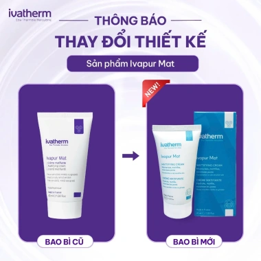 Kem dưỡng kiềm dầu da nhạy cảm, mụn Ivatherm Ivapur Mat Matifying Cream 40ml - Giá 784.000₫