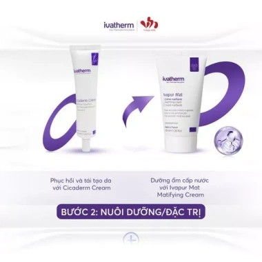Kem dưỡng kiềm dầu da nhạy cảm, mụn Ivatherm Ivapur Mat Matifying Cream 40ml - Giá 784.000₫