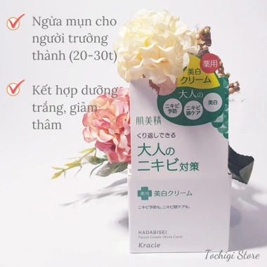 Kem dưỡng Kracie Hadabisei Acne ngừa mụn, dưỡng trắng, giá 229k – Da sạch sáng mịn