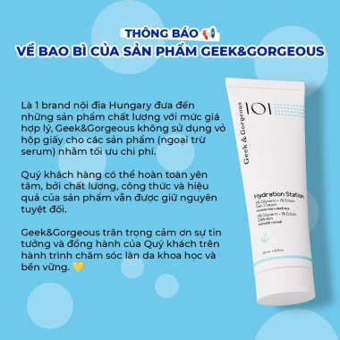 Kem Dưỡng Phục Hồi Gel Mỏng Nhẹ Geek&Gorgeous Hydration Station 50ml - Dưỡng ẩm sâu, chỉ 423k