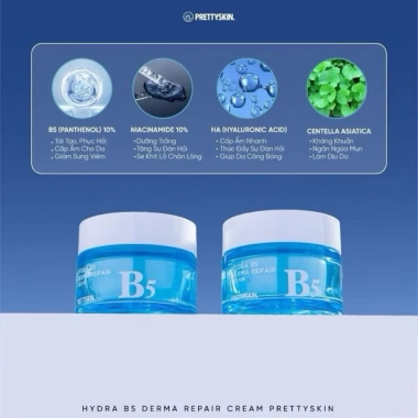 Kem dưỡng Prettyskin Hydra B5 Derma Repair 52ml Phục hồi, làm trắng da, chỉ 189.000₫ 4 Kem dưỡng Prettyskin Hydra B5 Derma Repair 52ml Phục hồi, làm trắng da, chỉ 189.000₫ 4