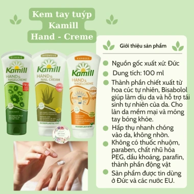 Kem dưỡng tay và móng Kamill nội địa Đức 100ml/150ml - Dưỡng ẩm sâu, phù hợp da khô nhạy cảm, giảm giá 86k 4 Kem dưỡng tay và móng Kamill nội địa Đức 100ml/150ml - Dưỡng ẩm sâu, phù hợp da khô nhạy cảm, giảm giá 86k 4
