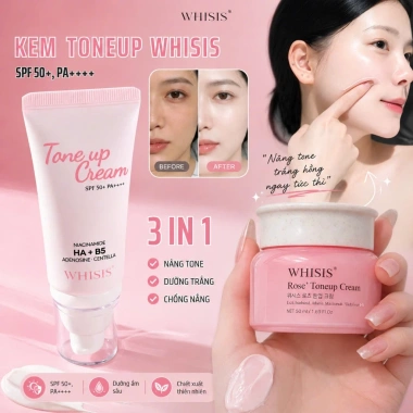 Kem Dưỡng Trắng Da Ban Ngày WHISIS Rose ToneUp Cream Hàn Quốc 50ml - Làm Mềm Mịn, Cấp Ẩm, Phục Hồi Da, Giá 355.000 VND