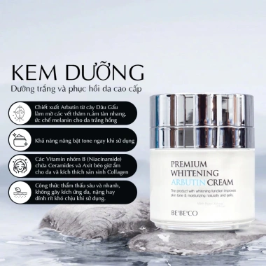 Kem dưỡng trắng da BEBECO Premium Arbutin – Phục hồi, làm mờ vết thâm, đều màu, 534.650₫ 6 Kem dưỡng trắng da BEBECO Premium Arbutin – Phục hồi, làm mờ vết thâm, đều màu, 534.650₫ 6