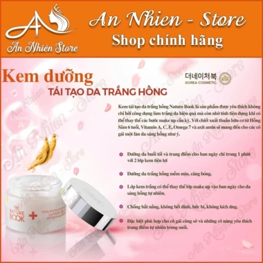 Kem Dưỡng Trắng Hồng và Tái Tạo Da THE NATURE BOOK Giá 620.000, da sáng mịn