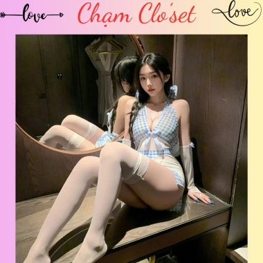 Kèm Găng Tay Cosplay Hầu Gái Xanh Trắng - Nhân Viên Bồi Bàn Gợi Cảm - 159.000đ