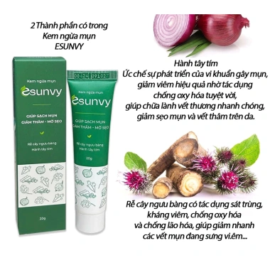 Kem mụn ESUNVY - Giảm giá 90.000đ, làm sạch mụn, phù hợp mọi loại da