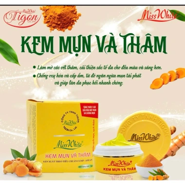Kem Mụn Thâm Nghệ MissWhite 12g - Ngăn Ngừa Mụn, Mờ Thâm, Da Trắng Sáng, 65.000₫