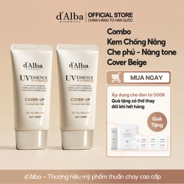 Kem Nắng Tone Up Waterfull Alba Official 50ml*2 Cover Beige - Dưỡng ẩm, SPF, Giá 968k 2 Kem Nắng Tone Up Waterfull Alba Official 50ml*2 Cover Beige - Dưỡng ẩm, SPF, Giá 968k 2