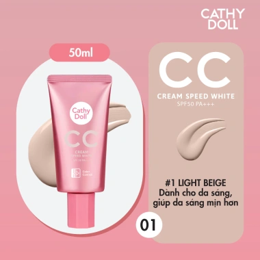 Kem Nền Cathy Doll CC Speed White SPF50 PA+++ 50ml - Che Phủ Cao, Da Đều Màu, 154.000₫