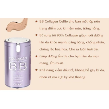 Kem Nền Cellio BB Collagen Blemish Balm SPF40 PA+++ - Giá 195.000, dưỡng da, che khuyết điểm, bảo vệ nắng