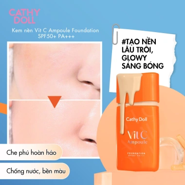 Kem Nền Chống Nắng Cathy Doll SPF50+ PA+++ 30g, Sáng Da, Mờ Thâm, Che Phủ Tốt, Vitamin C Ampoule - Giá 139k 2
