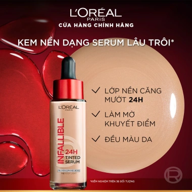 Kem nền serum 24h căng mướt L'Oreal Paris Infallible 1% Hyaluronic Acid – Tự nhiên, 30ml, chỉ 339k 4