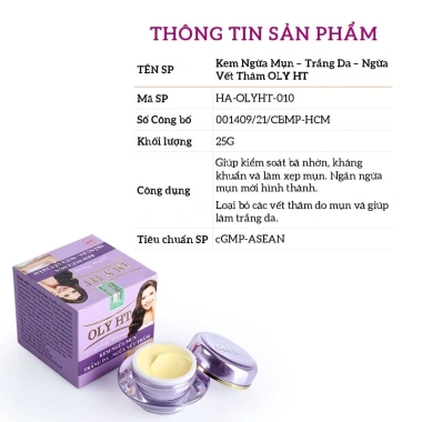 Kem ngừa mụn OLY HT 25g - Trắng da, ngừa vết thâm, chính hãng Long Phụng Khang, giảm giá 22% 4