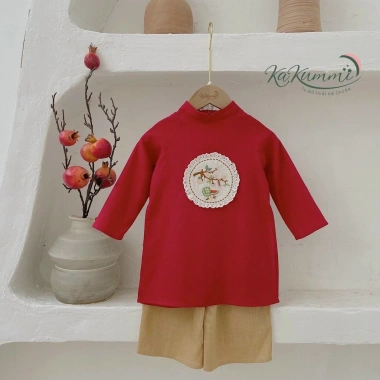 Kèm Quần Áo Dài Tết Cho Bé - Áo Dài Ngộ Nghĩnh Thêu Họa Tiết, Chất Tơ Mềm Mịn, Thoáng Da, Giá 194k 6