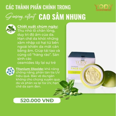 Kem Sâm Nhung Ginseng Yody Tomorrow – Phục hồi da, giảm nếp nhăn – 479.000₫