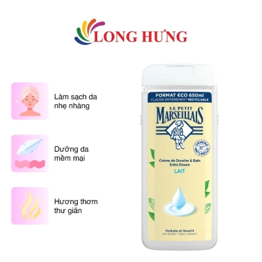 Kem tắm bồn Le Petit Marseillais 650ml – Dưỡng ẩm sâu, hương thơm tự nhiên, giảm còn 319.000₫