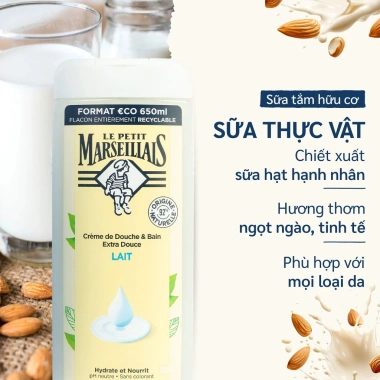 Kem tắm bồn Le Petit Marseillais 650ml – Dưỡng ẩm sâu, hương thơm tự nhiên, giảm còn 319.000₫
