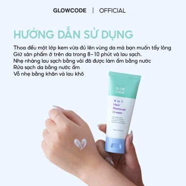 Kem tẩy lông GlowCode Niacinamide E, lông mọc thưa, dưỡng ẩm, sáng da 70gr Rosslyn 6