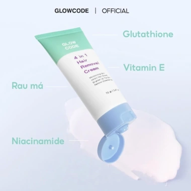 Kem tẩy lông GlowCode Niacinamide E, lông mọc thưa, dưỡng ẩm, sáng da 70gr Rosslyn 8