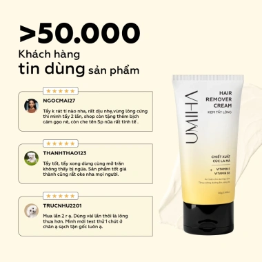 Kem tẩy lông UMIHA 65g chiết xuất Cúc La Mã – Da nhạy cảm, tẩy lông chân, tay, nách, vùng kín, giảm giá 175.000₫ 7
