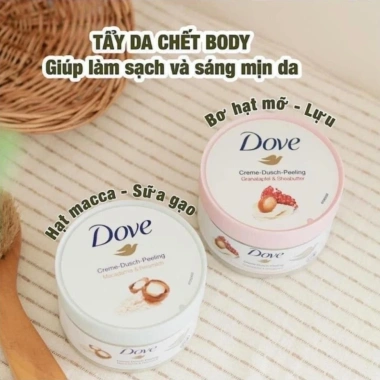 Kem Tẩy Tế Bào Chết Dove Macca Lựu Đỏ 225ml: Da sáng mịn, dưỡng trắng, 110k