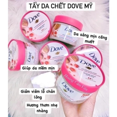Kem Tẩy Tế Bào Chết Dove Macca Lựu Đỏ 225ml: Da sáng mịn, dưỡng trắng, 110k