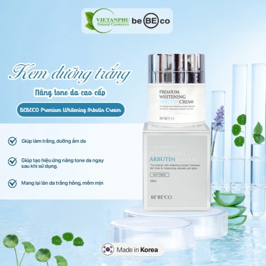 Kem trắng da BEBECO Whitening Arbutin: Ngăn lão hóa, mờ thâm nám, da mềm mịn