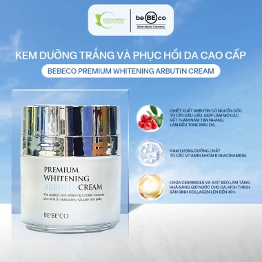 Kem trắng da BEBECO Whitening Arbutin: Ngăn lão hóa, mờ thâm nám, da mềm mịn