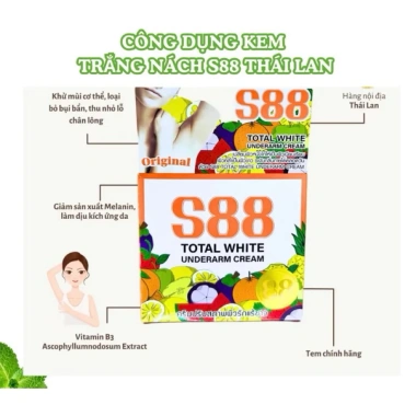 Kem trắng nách S88 Thái Lan 35gr - Giảm thâm nách và mông, khử mùi hôi, nhanh 3