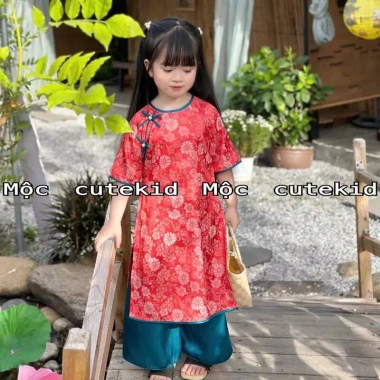 Kèm Tuban LeNguyen Baby – Bộ áo dài uyển nhi bé gái Tết, Gấm và Lụa mềm mại 139.000₫ 4