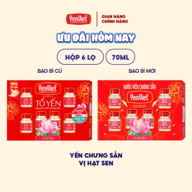 Kèm túi giấy - Combo 2 hộp quà tặng Yến Việt nguyên chất 18% tổ yến, nhiều vị, 12 lọ 70ml - 491k