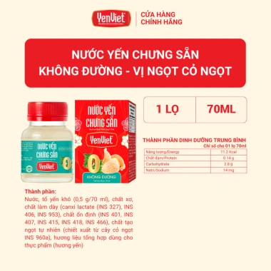 Kèm túi giấy - Combo 2 hộp quà tặng Yến Việt nguyên chất 18% tổ yến, nhiều vị, 12 lọ 70ml - 491k