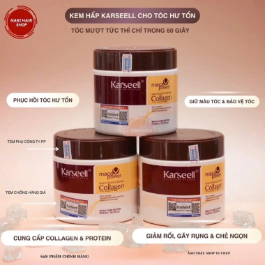 Kem ủ Phục Hồi Tóc Công Thức Ý Collagen Karseell 500ml - Dưỡng sâu, mọc nhanh, giảm rụng, giá 199.000₫