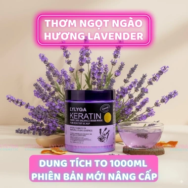 Kem ủ tóc Keratin Collagen LYLYGA Lavender 1.000ml/500ml - Dưỡng, phục hồi, dầu xả, giảm giá 82k