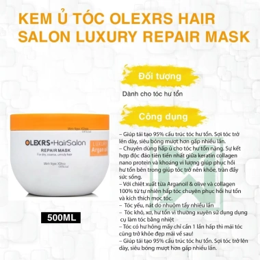 Kem ủ tóc OLEXRS và HairSalon Mask 500ml - Dầu phục hồi siêu mượt, giảm còn 195k 2