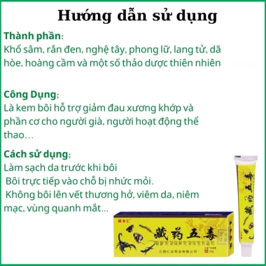 Kem xoa bóp Ngũ Độc Tây Tạng 20g - Giảm đau nhức cơ xương khớp, chính hãng 39.000₫ 2