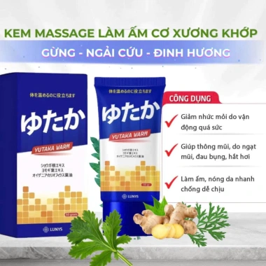 Kem Xoa Bóp Xương Khớp Yutaka Warm 50g - Giảm Nhức Mỏi, Thư Giãn Cơ Thể, Gừng Ngải Cứu, Giá 68.600đ