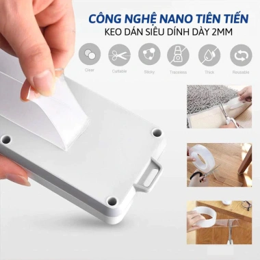 Keo 2 Mặt Nano Silicon 5M x 3cm - Siêu Dính, Bám Chặt Mọi Bề Mặt, Giải Pháp Thông Minh 7