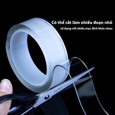 Keo 2 Mặt Nano Silicon 5m x 3cm – Siêu Dính, Bám Chặt, Tiện Lợi Không Khoan Đục Tường, 39k 8