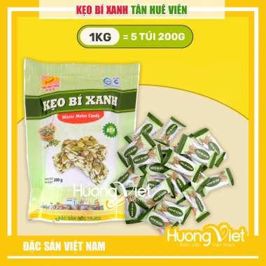 Kẹo bí xanh Tân Huê Viên 1kg (5 túi 200g) - Ngọt thanh, thơm ngon, bánh kẹo Tết giá ưu đãi 369.000₫ 3 Kẹo bí xanh Tân Huê Viên 1kg (5 túi 200g) - Ngọt thanh, thơm ngon, bánh kẹo Tết giá ưu đãi 369.000₫ 3