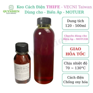 Keo cách điện THIFE Đài Loan Vecni 120-500ml (1 chai) Nâu Chống nhiệt, bảo vệ linh kiện điện tử, giá ưu đãi