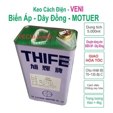Keo cách điện vecni THIFE Đài Loan 4kg – Cách điện quấn motor, linh kiện điện tử, giá 937,440₫