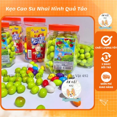 Kẹo Cao Su Nhai Hình Quả Táo, Quả Nhót Sắc Màu Tuổi Thơ - Ăn Vặt 492 Giá 52.000 VND