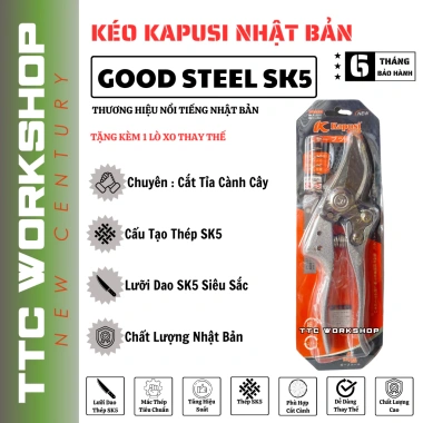 Kéo cắt cành Kapusi trợ lực, lưỡi thép SK5 siêu sắc bén, tỉa cành bền bỉ - 66.500đ