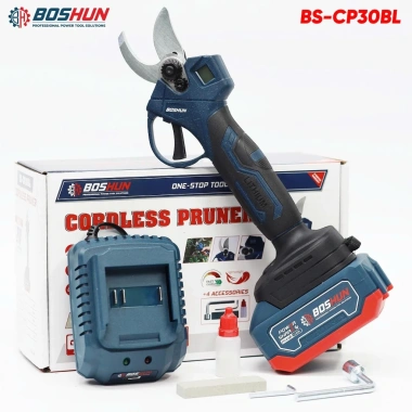 Kéo cắt cành pin BOSHUN BS-CP30BL – Lưỡi thép cacbon không rỉ, 2 chế độ mở, 495.000 VND