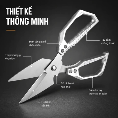 Kéo Cắt Đa Năng MIKA Không Gỉ - Cắt Xương Gà Vịt, Rau Củ Bền Bỉ, Giá 49.000₫ 2