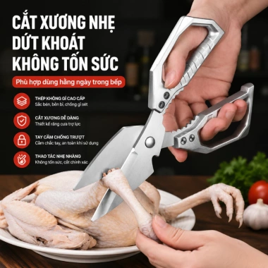 Kéo Cắt Đa Năng MIKA Không Gỉ - Cắt Xương Gà Vịt, Rau Củ Bền Bỉ, Giá 49.000₫ 3