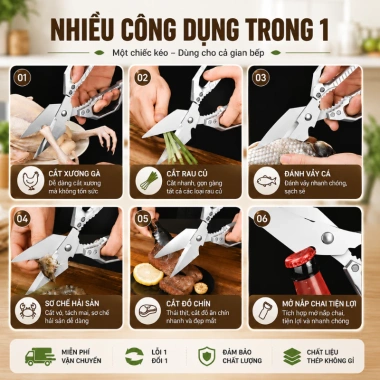 Kéo Cắt Đa Năng MIKA Không Gỉ - Cắt Xương Gà Vịt, Rau Củ Bền Bỉ, Giá 49.000₫ 4